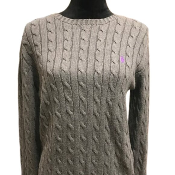 Ralph Lauren Sweaters - Women's Ralph Lauren Sport Gray Crewneck Cable Knit Sweater Size XL